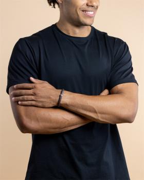 Einzelnes braunes italienisches Nappalederarmband mit versilberter Oberfläche - Una Brown